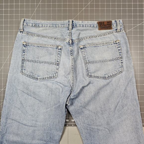 Polo Ralph Lauren Jeans Mens 36x32 Faded Distressed Repaired Straight Relaxed - Picture 12 of 16